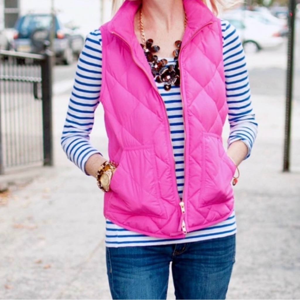 J. Crew Pink Puffer Excursion Vest Women Size Large